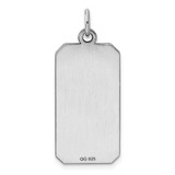 Sterling Silver Rhod-plate Eng. Rect. Polish Front/Satin Back Disc Charm - QM-FE2B3565-6749