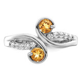 Sterling Silver Rhod-plated .60t.w. Citrine & White Topaz Swirl Ring - QR-FA885F79-5177