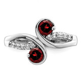 Sterling Silver Rhod-plated .8t.w. Garnet & White Topaz Swirl Ring - QR-077EA6C6-5047