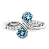 Sterling Silver Rhod-plated .8t.w. LSBT/White Topaz Swirl Ring - QR-D333D312-6890