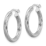 Sterling Silver Rhod-plated 2.5mm Polished/Satin Diamond-cut Hoop Earrings - QE-26BAD318-9764