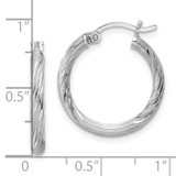 Sterling Silver Rhod-plated 2.5mm Polished/Satin Diamond-cut Hoop Earrings - QE-26BAD318-9764