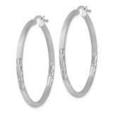 Sterling Silver Rhod-plated 2.5mm Polished/Satin Diamond-cut Hoop Earrings - QE-3E776B19-4916