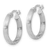Sterling Silver Rhod-plated 2.5mm Polished/Satin Diamond-cut Hoop Earrings - QE-8625073E-9954