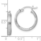 Sterling Silver Rhod-plated 2.5mm Polished/Satin Diamond-cut Hoop Earrings - QE-8625073E-9954