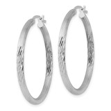 Sterling Silver Rhod-plated 2.5mm Polished/Satin Diamond-cut Hoop Earrings - QE-9EEEB7F8-8975
