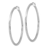Sterling Silver Rhod-plated 2.5mm Polished/Satin Diamond-cut Hoop Earrings - QE-B469D9D5-7231