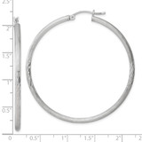Sterling Silver Rhod-plated 2.5mm Polished/Satin Diamond-cut Hoop Earrings - QE-B469D9D5-7231