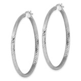 Sterling Silver Rhod-plated 2.5mm Polished/Satin Diamond-cut Hoop Earrings - QE-DC2D6E73-4333