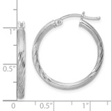 Sterling Silver Rhod-plated 2.5mm Polished/Satin Diamond-cut Hoop Earrings - QE-FF92BA04-5400