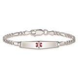Sterling Silver Rhod-plated Children's Medical ID Bracelet w/Figaro