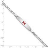 Sterling Silver Rhod-plated Children's Medical ID Bracelet w/Figaro