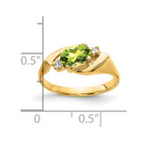 14k 7x5mm Oval Peridot AA Diamond ring