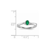 Sterling Silver Rhod-plated Created Emerald/Diamond Birthstone Ring - QB-4D48A119-7603