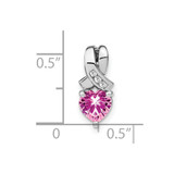 Sterling Silver Rhod-plated Created Pink Sapphire/Diamond Pendant - PM-12FEA2DD-1388