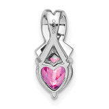 Sterling Silver Rhod-plated Created Pink Sapphire/Diamond Pendant - PM-12FEA2DD-1388