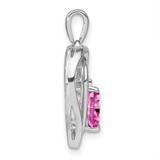 Sterling Silver Rhod-plated Created Pink Sapphire/Diamond Pendant - PM-790419A1-1666