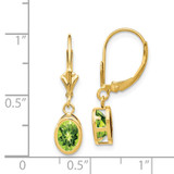 14k 7x5mm Oval Peridot Leverback Earrings