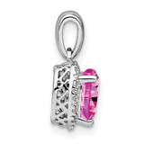 Sterling Silver Rhod-plated Created Pink Sapphire/Diamond Pendant - PM-A78DF0C7-9846