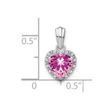 Sterling Silver Rhod-plated Created Pink Sapphire/Diamond Pendant - PM-A78DF0C7-9846