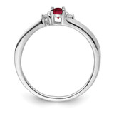 Sterling Silver Rhod-plated Created Ruby/Diamond Birthstone Ring - QB-ADF8ABB9-2823