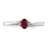 Sterling Silver Rhod-plated Created Ruby/Diamond Birthstone Ring - QB-ADF8ABB9-2823