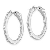 Sterling Silver Rhod-plated CZ In/Out Round Hinged Hoop Earrings - QE-086D1BC0-8124