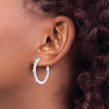 Sterling Silver Rhod-plated CZ In/Out Round Hinged Hoop Earrings - QE-086D1BC0-8124