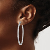Sterling Silver Rhod-plated CZ In/Out Round Hinged Hoop Earrings - QE-426727F5-7774