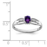 Sterling Silver Rhod-plated Diamond Amethyst Ring - QR-E9C7A2B5-6208