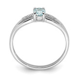 Sterling Silver Rhod-plated Diamond Aquamarine Ring - QR-3239D6BF-1737
