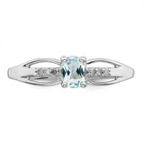 Sterling Silver Rhod-plated Diamond Aquamarine Ring - QR-3239D6BF-1737