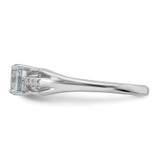 Sterling Silver Rhod-plated Diamond Aquamarine Ring - QR-993C1E34-9196