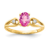 14k 7x5mm Oval Pink Sapphire AA Diamond ring