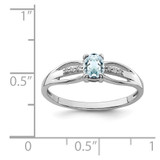 Sterling Silver Rhod-plated Diamond Aquamarine Ring - QR-D49E44E1-1772