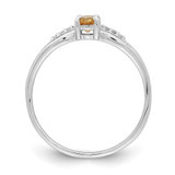 Sterling Silver Rhod-plated Diamond Citrine Ring - QR-C64597A0-3775