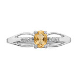 Sterling Silver Rhod-plated Diamond Citrine Ring - QR-C64597A0-3775
