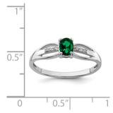 Sterling Silver Rhod-plated Diamond Created Emerald Ring - QR-4560979C-7830