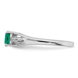 Sterling Silver Rhod-plated Diamond Created Emerald Ring - QR-4560979C-7830