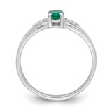Sterling Silver Rhod-plated Diamond Created Emerald Ring - QR-6A563CB1-3167