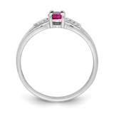 Sterling Silver Rhod-plated Diamond Created Ruby Ring - QR-21028676-5523