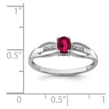 Sterling Silver Rhod-plated Diamond Created Ruby Ring - QR-21028676-5523