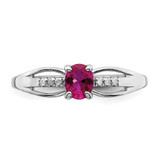 Sterling Silver Rhod-plated Diamond Created Ruby Ring - QR-D71BD5EE-5958