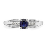 Sterling Silver Rhod-plated Diamond Created Sapphire Ring - QR-1C75F6AC-5582