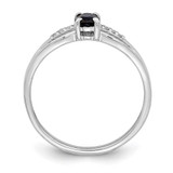 Sterling Silver Rhod-plated Diamond Created Sapphire Ring - QR-2D2C62BB-6159