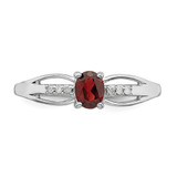 Sterling Silver Rhod-plated Diamond Garnet Ring