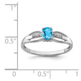 Sterling Silver Rhod-plated Diamond Light Swiss Blue Topaz Ring - QR-95851397-7852