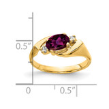 14k 7x5mm Oval Rhodolite Garnet AA Diamond ring