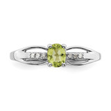 Sterling Silver Rhod-plated Diamond Peridot Ring - QR-B9D4AD7D-7319