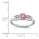 Sterling Silver Rhod-plated Diamond Pink Tourmaline Ring - QR-E63123FA-2712